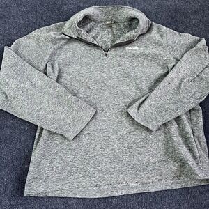 Eddie Bauer Sweater Mens XL Gray Quarter Zip Fleece Pullover Outdoors Casual